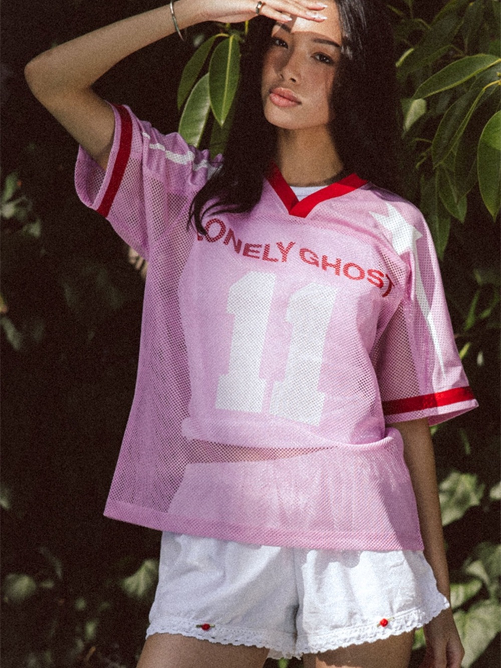 LONELY GHOST MVP Short Sleeve Jersey Pink with Red Trim